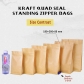 5 pcs Food Grade Quad Seal Kraft Bag With Zipper Paper Snack Packaging Bag Supplies